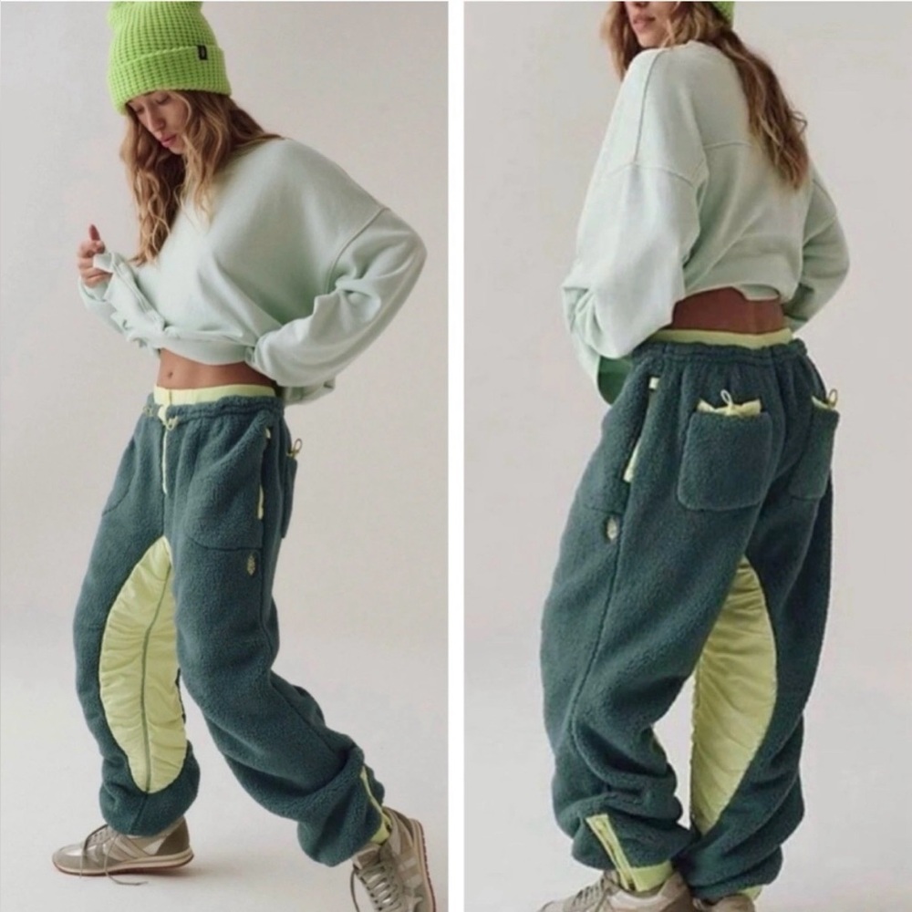 FP Movement by Free People Green and Yellow Track Pants